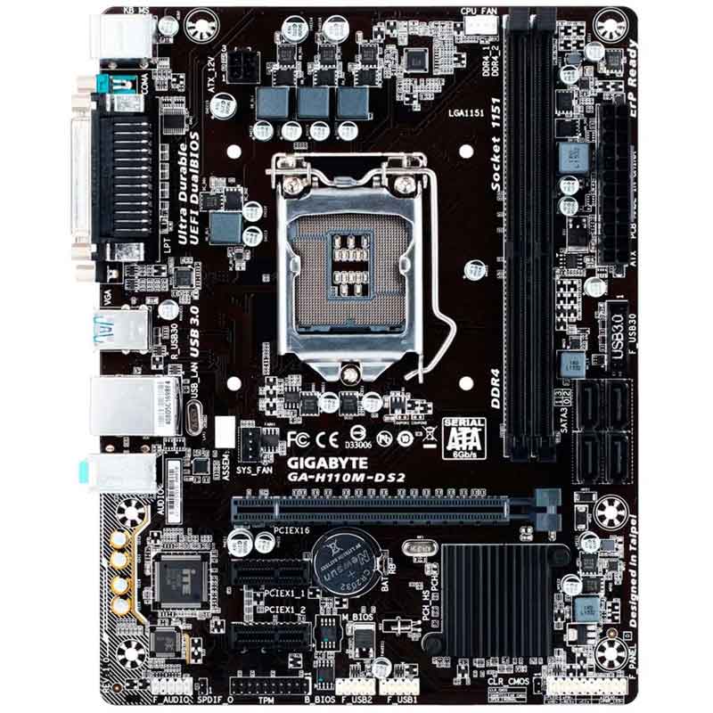 Tarjeta Madre Gigabyte Ga-h110m-ds2 Ddr4 1151 Usb 3.0 Vga