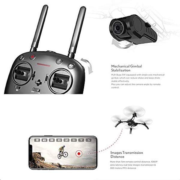Drone Bugs 5W GPS SemiProfesional Cámara 1080P Wifi FPV 