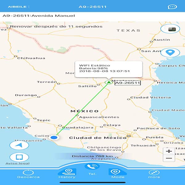 Rastreador GPS A9 con Seguimiento en Tiempo Real Azul