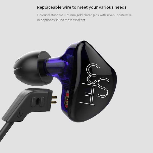 Audífonos KZ ES3 con Micrófono HiFi Híbridos Pro Jack 35mm para Gaming PC Xbox One PS4 Azul