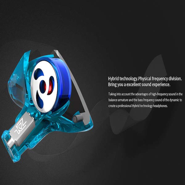 Audífonos KZ ES3 con Micrófono HiFi Híbridos Pro Jack 35mm para Gaming PC Xbox One PS4 Azul