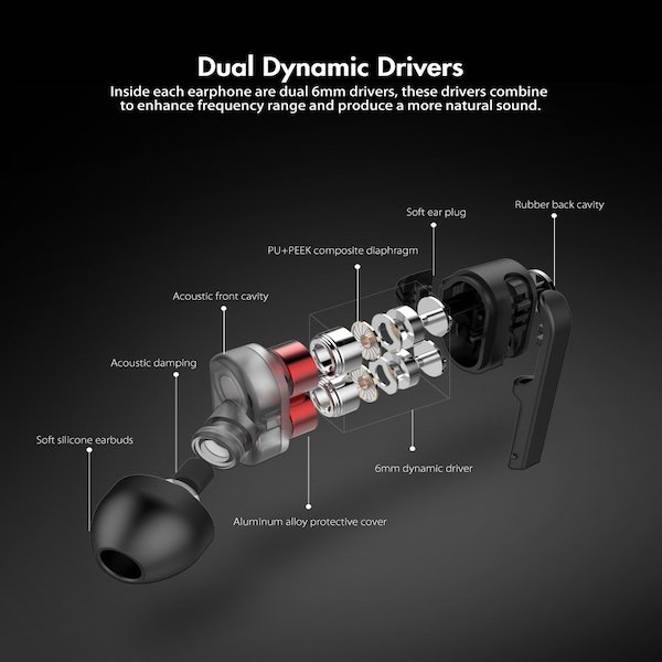 Audífonos BWES2 con Conexión 35mm Dual Dynamics Drivers Rojo