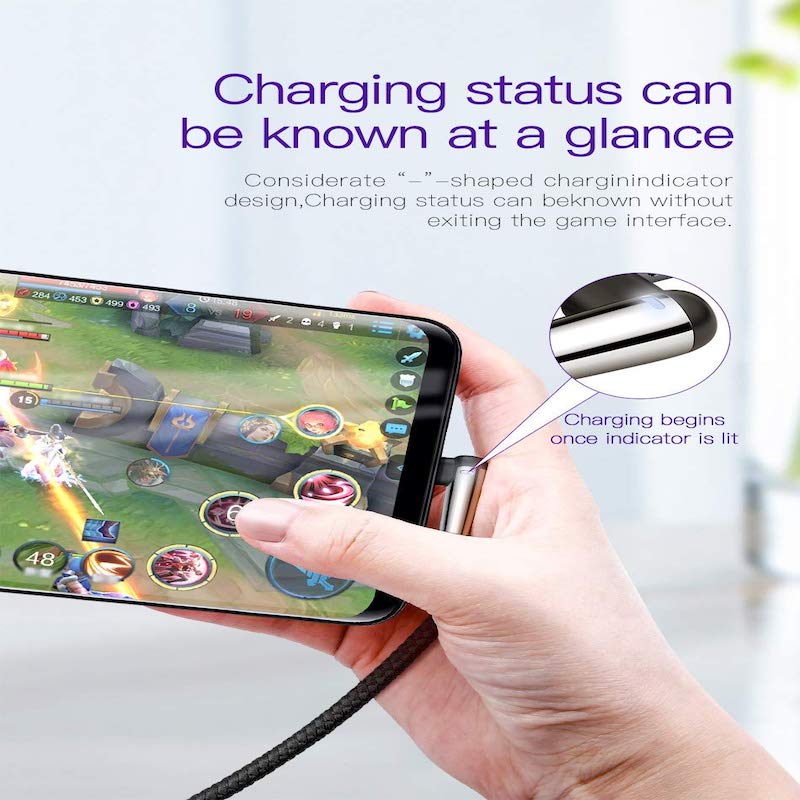 Cable Baseus MVP Ideal para Smartphone Gaming LED Trenzado Carga Rápida iPhone
