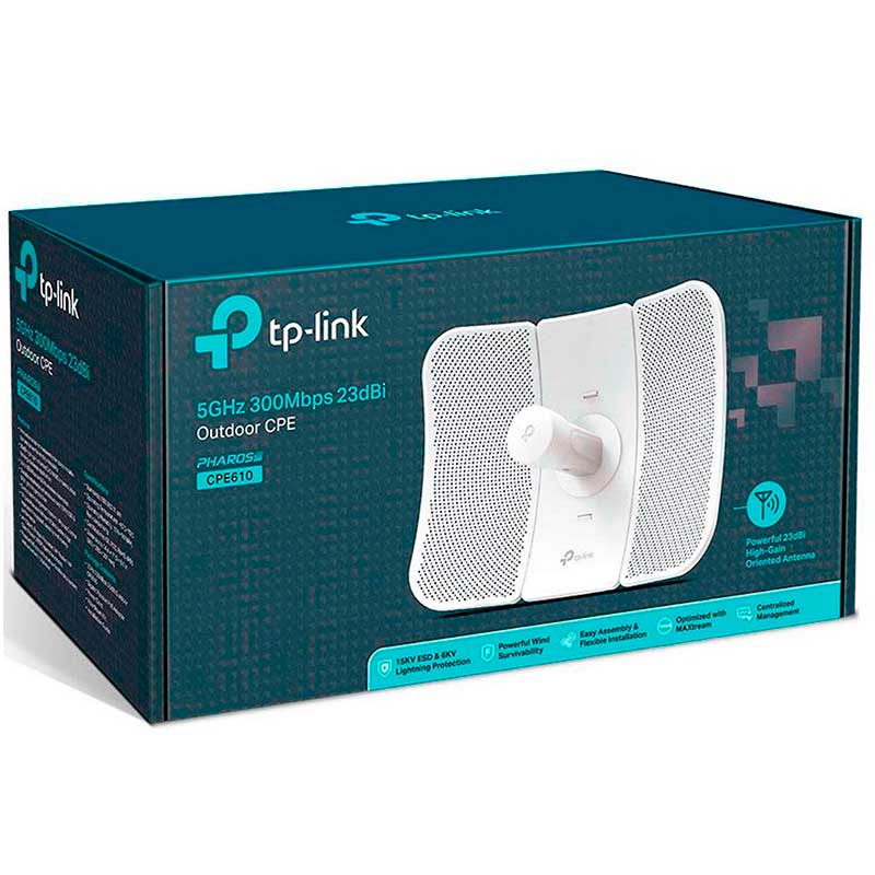 Access Point TP-LINK CPE610 5Ghz 23dBi PoE Exterior 20Km 300Mbps 