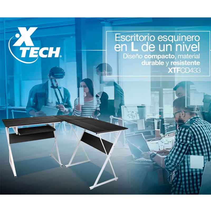 Escritorio Esquinero Xtech Xtf-cd433 1 Nivel Negro