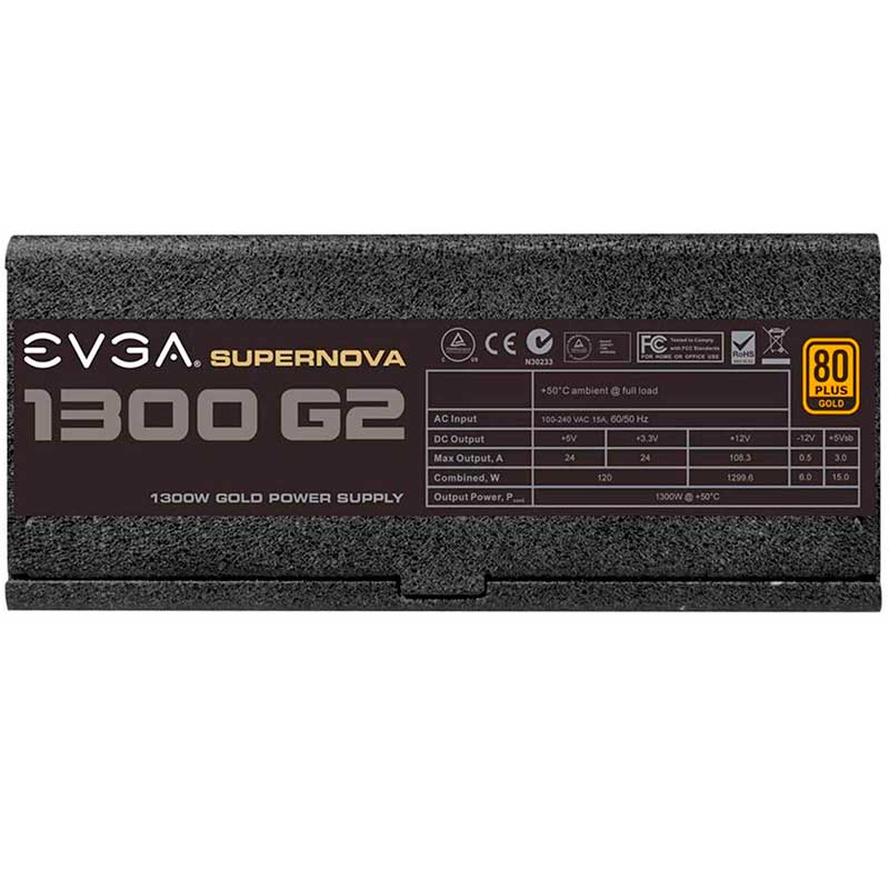 Fuente de Poder PC 1300W Gamer EVGA SuperNOVA 1300 G2 80 Plus Gold Modular 120-G2-1300-XR