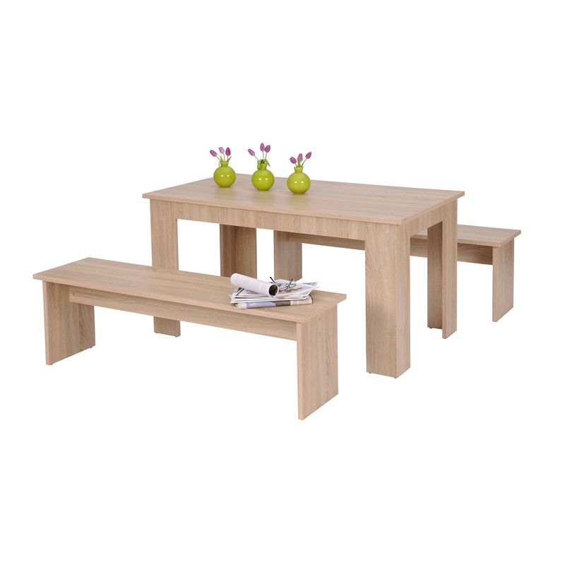 Mesa De Comedor Con 2 Bancos Kamin Roble - Kessa