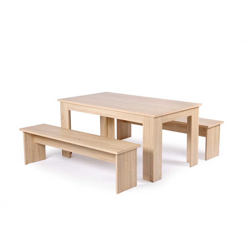 Mesa De Comedor Con 2 Bancos Kamin Roble - Kessa