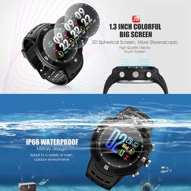 Smartwatch Deportivo F18 GPS IP68 Frecuencia Cardíaca Brújula Notificaciones Verde