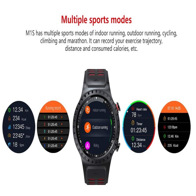 Smart Watch M1S GPS MultiSport SIM IP65 Notificaciones Brújula Android y IOS Rojo