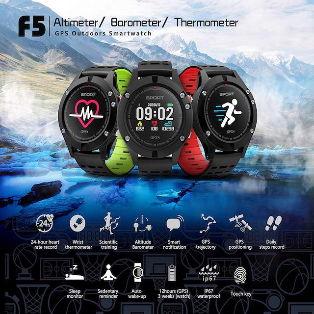 Smartwatch F5 GPS MultiSports Altímetro Barómetro IP67 Verde