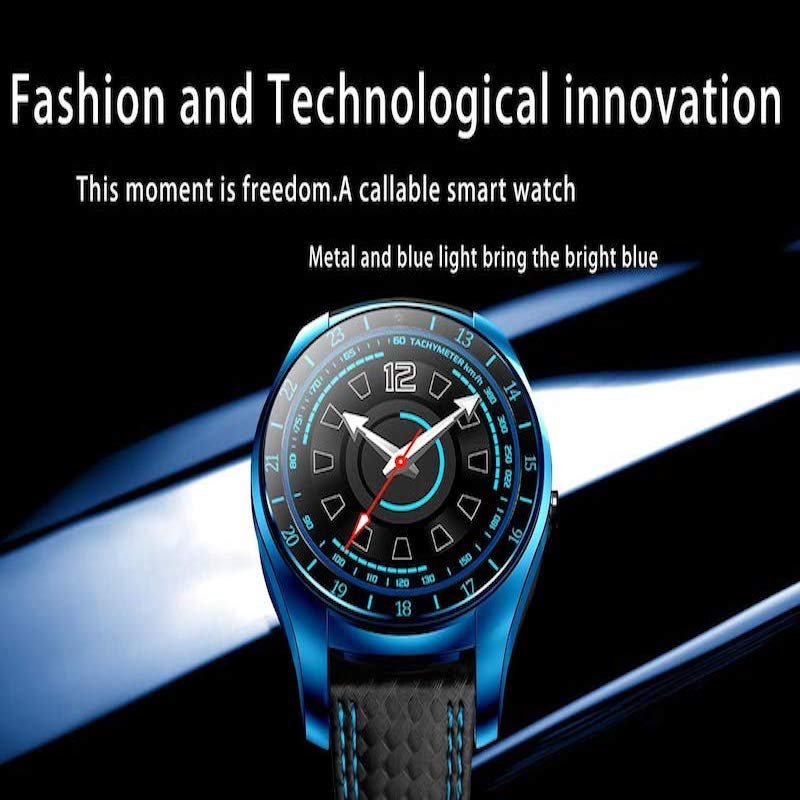 Smartwatch V10 Tarjeta SIM Cámara Frecuencia Cardiaca Correa Fibra de Carbono Azul