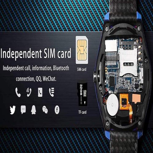 Smartwatch V10 Tarjeta SIM Cámara Frecuencia Cardiaca Correa Fibra de Carbono Azul