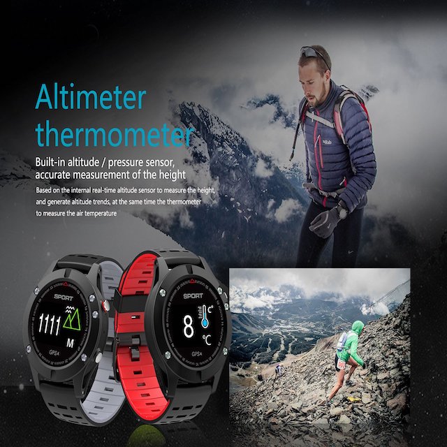 Smartwatch F5 GPS MultiSports Altímetro Barómetro IP67 Rojo