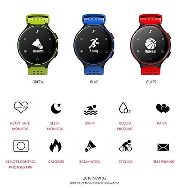 Smartwatch X2 Plus Resistente al Agua IP68 Monitores de Presión Oxigeno y Frecuencia Cardiaca Rojo