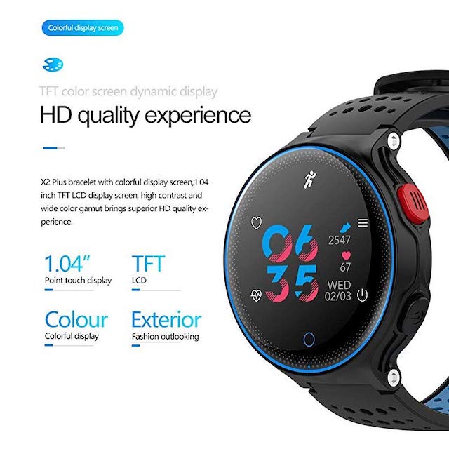 Smartwatch X2 Plus Resistente al Agua IP68 Monitores de Presión Oxigeno y Frecuencia Cardiaca Rojo