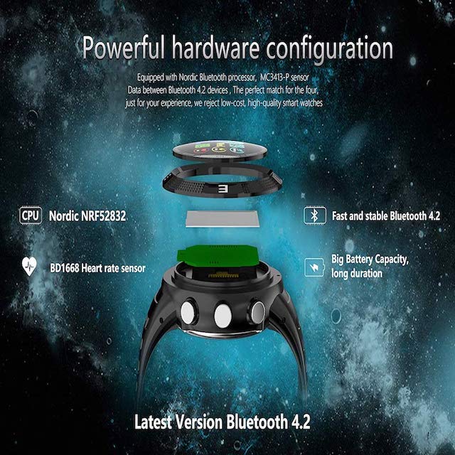 Smartwatch Deportivo F18 GPS IP68 Frecuencia Cardíaca Brújula Notificaciones Negro
