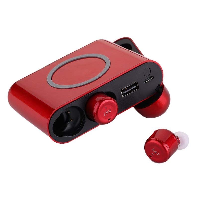 Audífonos X4T Deportivos TWS HiFi Smart Powerbank Carga Inalámbrica Alto Rendimiento Rojo