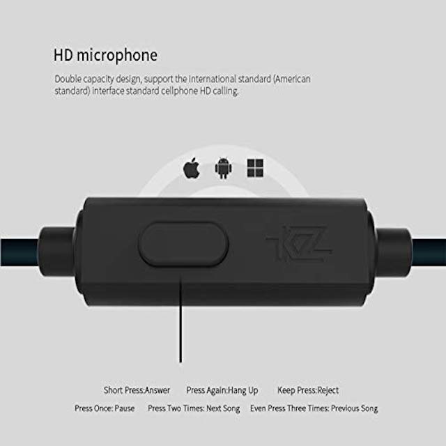 Audífonos KZ ZS6 Híbridos HIFI Quad Drivers Micrófono HD Verde