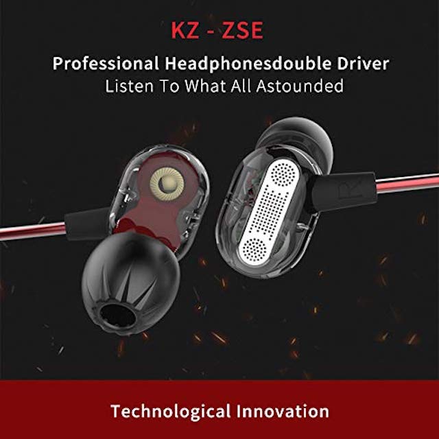 Audífonos KZ ZSE HiFi Híbridos Dual Drivers Pro Jack 35mm Gaming Negro