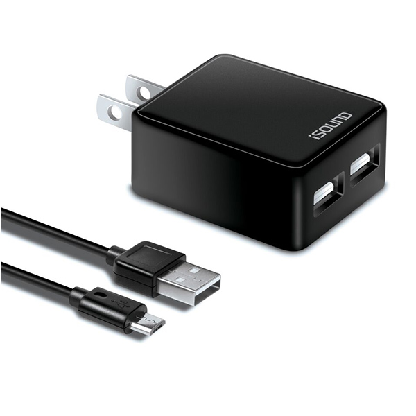 Cargador de Doble USB 2.4 de Pared Con Cable Micro - USB 