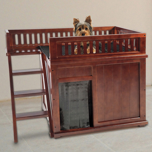 CASA PARA PERRO CON TERRAZA - COLOR NOGAL 