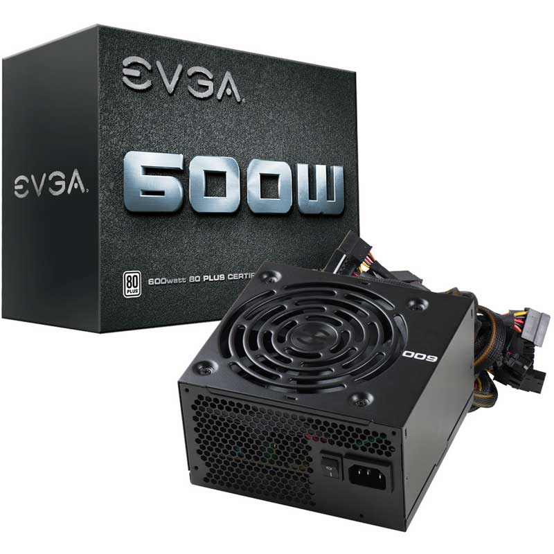 Fuente de Poder PC 600W Gamer EVGA 600 W1 80 Plus White Estandar 100-W1-0600-K1 