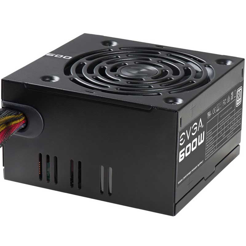 Fuente de Poder PC 600W Gamer EVGA 600 W1 80 Plus White Estandar 100-W1-0600-K1 