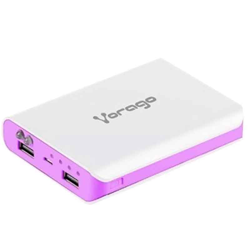 Bateria Portatil VORAGO USB 12000MAH Para Smart Phone Blanco-Morado AU-300 