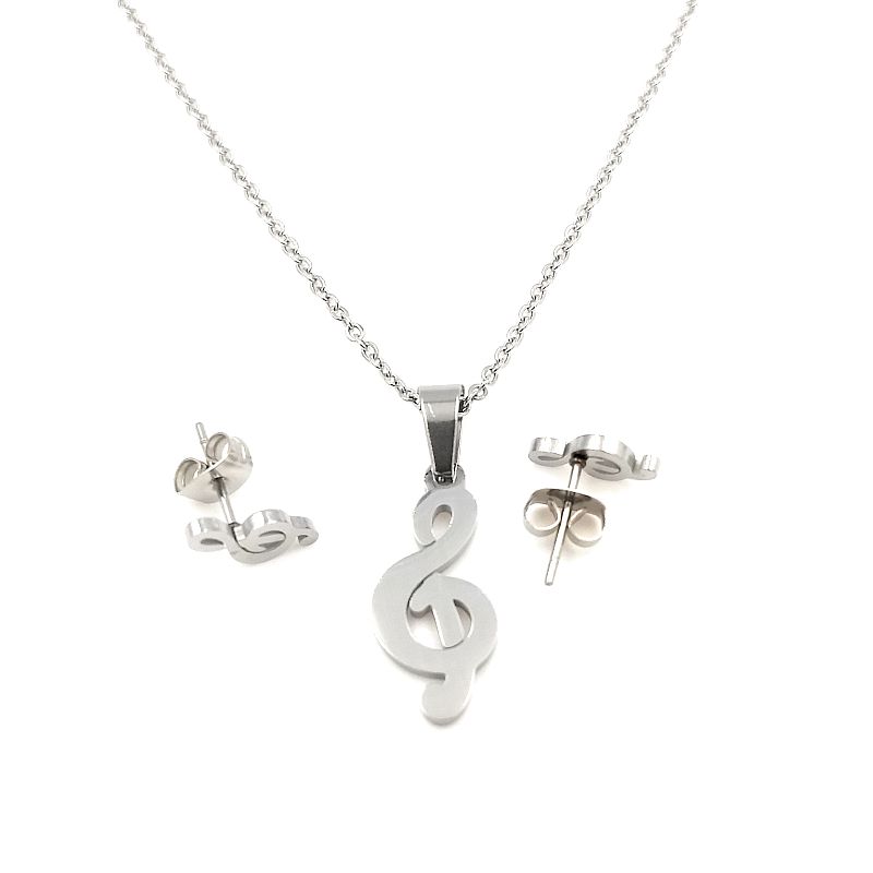 Kit Dije Cadena Aretes D Signo De Sol Plateado De Acero Inox