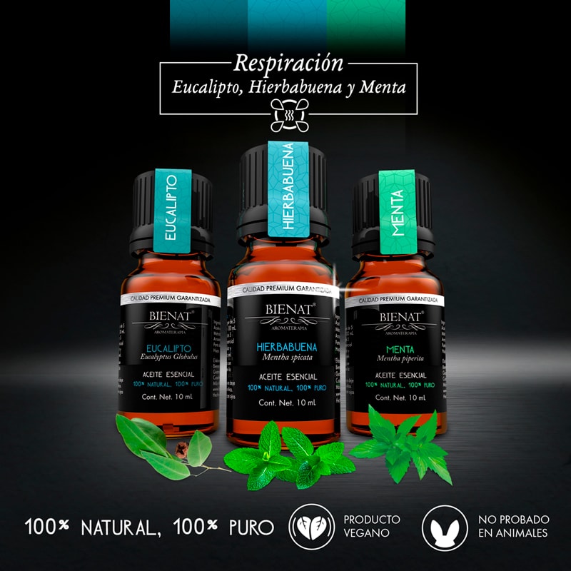 Kit de 3 Aceites Esenciales Respiración Bienat Aromaterapia