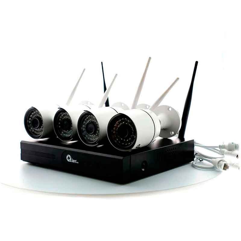 Kit De Vigilancia QIAN 4 Canales 4 Camaras WiFi HDMI VGA QKC4N41701 