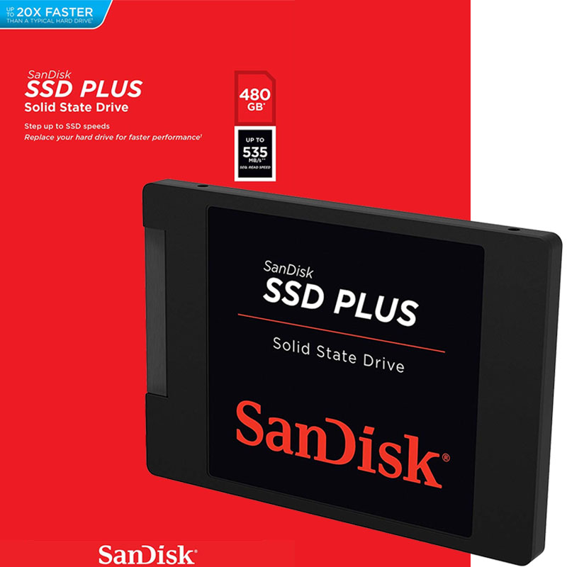 Unidad de Estado Solido SSD Sandisk Plus 480GB SATA SDSSDA-480G-G26 