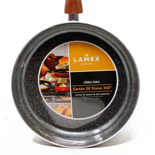 Sartén de 28 cm con Antiadherente Tipo Stone Mango de Madera Lamex 6646-0