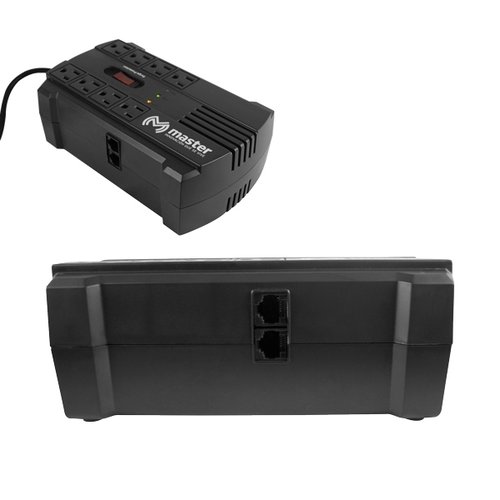 Regulador de voltaje Negro Master 6 contactos MP-REG500X6