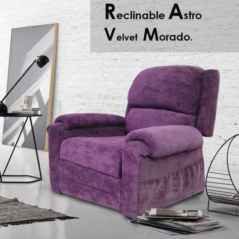 Reclinable Astro Velvet Morado Muebles Rojef // ENTREGA A CDMX Y ZONA METROPOLITANA.