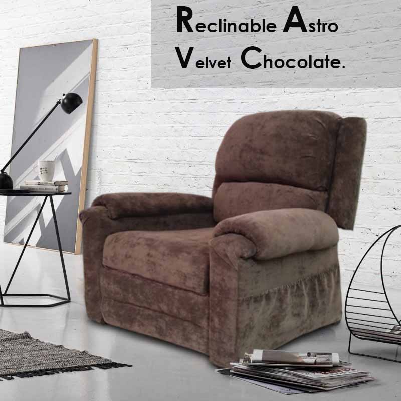 Reclinable Astro Velvet Chocolate Muebles Rojef // ENTREGA A CDMX Y ZONA METROPOLITANA.