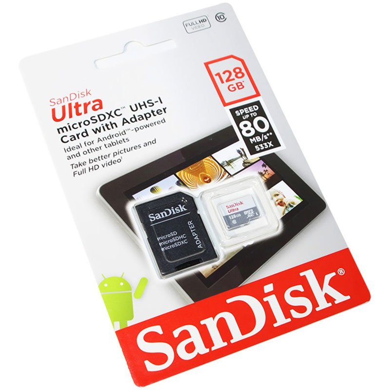 Memoria Micro SD 128GB Sandisk Ultra Clase 10 SDSQUNS-128G-GN6TA 