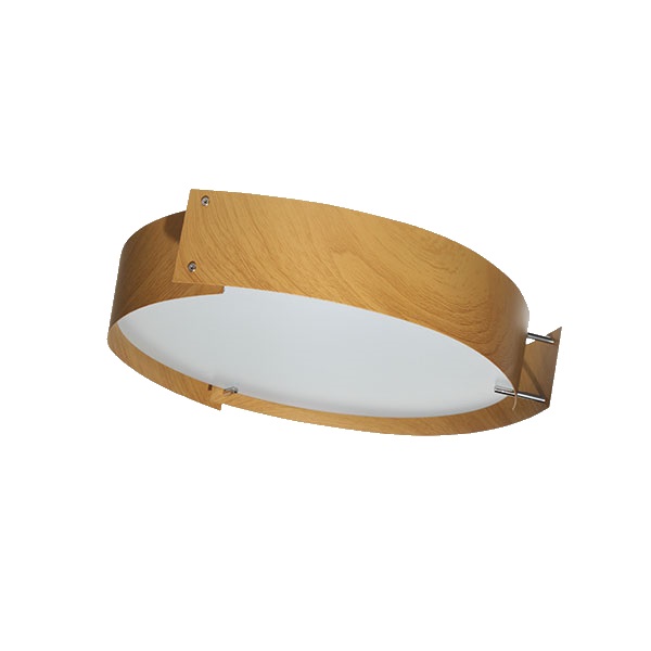Lámpara Plafón Vidrio Esmerilado Aluminio Madera Maxxi