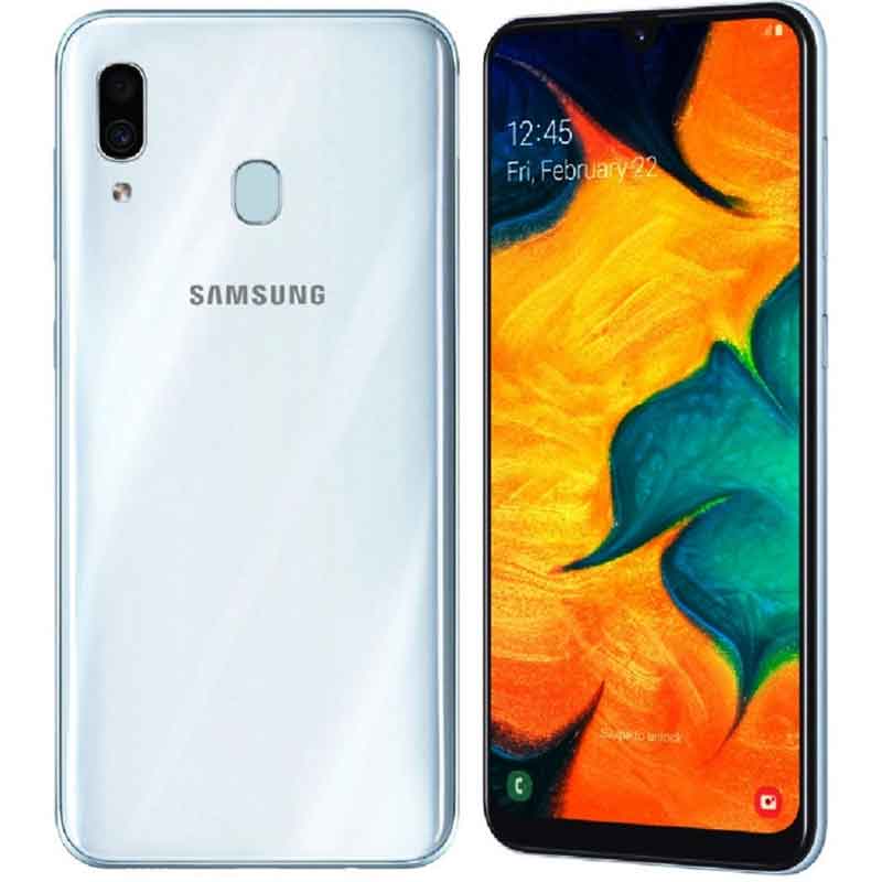 Celular SAMSUNG Galaxy A30 4GB 64GB Octa Core Android 9.0 Single Sim Blanco 