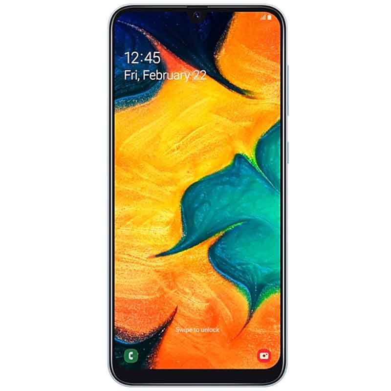 Celular SAMSUNG Galaxy A30 4GB 64GB Octa Core Android 9.0 Single Sim Blanco 