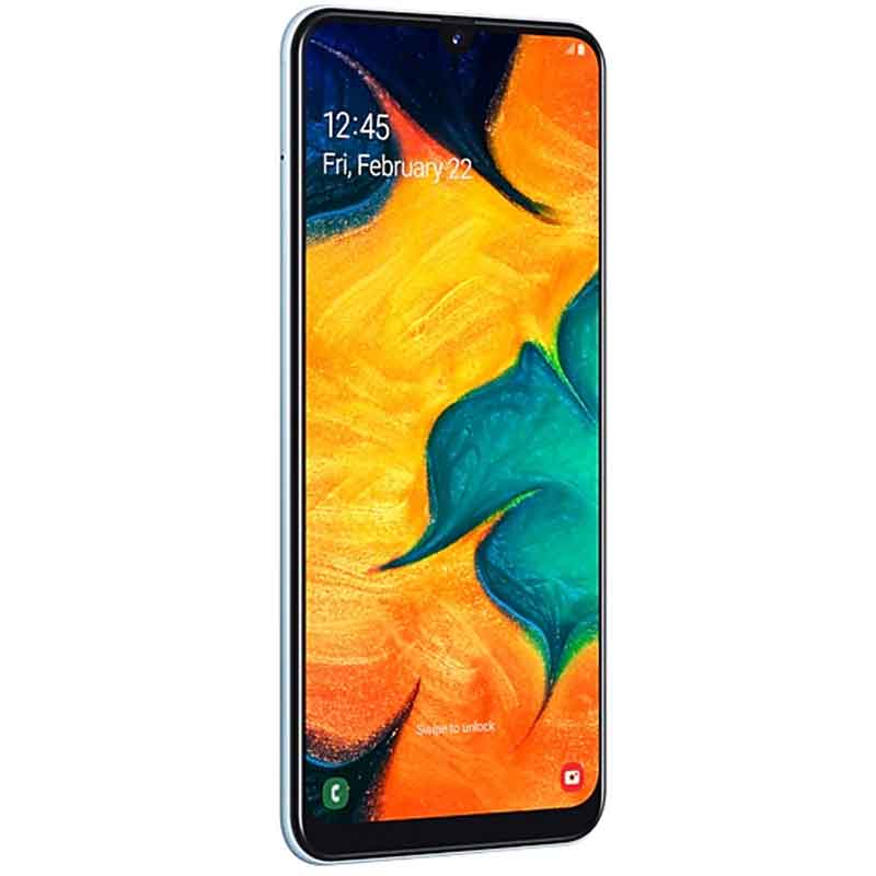 Celular SAMSUNG Galaxy A30 4GB 64GB Octa Core Android 9.0 Single Sim Blanco 