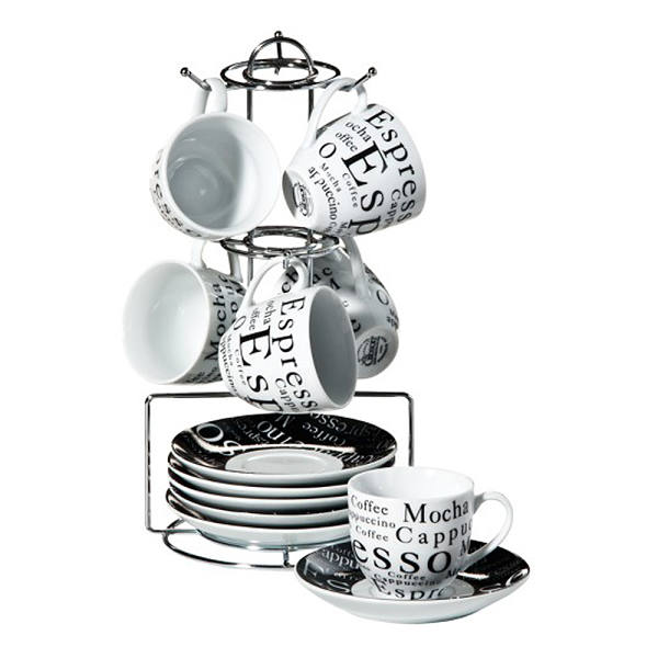 Juego De Tazas Gibson Blanco/negro 13 Piezas Expresso-B