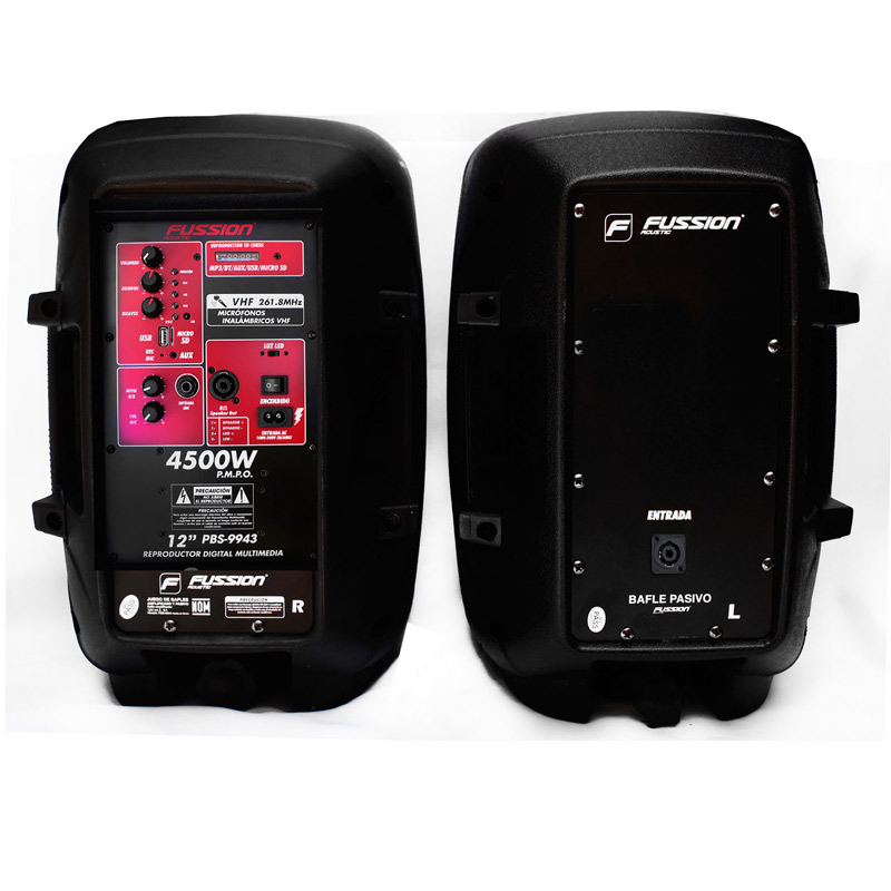 Combo Bafles Activo + Pasivo 12” Con Tripie C/u Iluminacion Leds