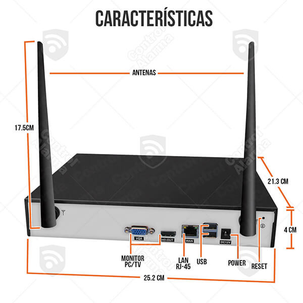 Nvr Wifi 4 Camaras Ip Vigilancia Hd IR Seguridad 1 Mp 2tb