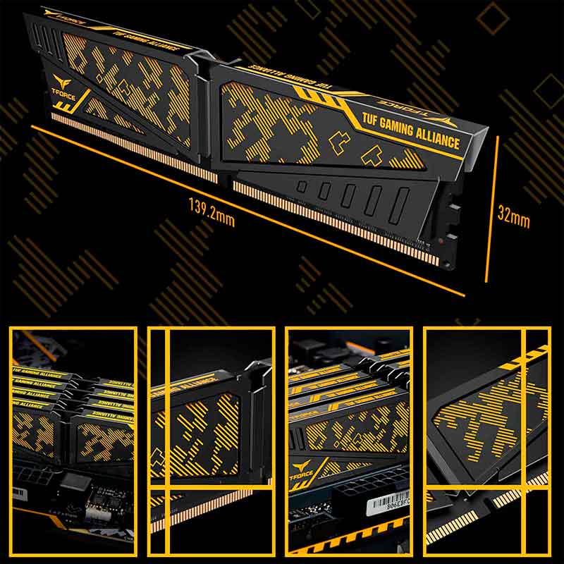 Memoria RAM DDR4 16GB 2400MHz TEAMGROUP T-Force Vulcan TUF Gaming Alliance 2X8GB TLTYD416G2400HC14DC 