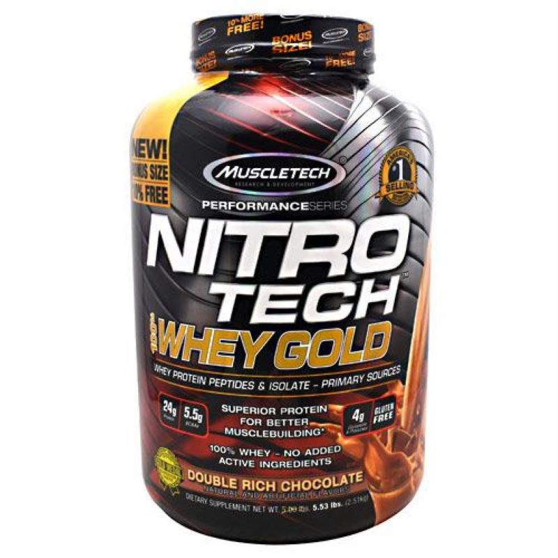 Proteína Nitrotech Whey Gold  5.53 libras sabor a Doble Chocolate