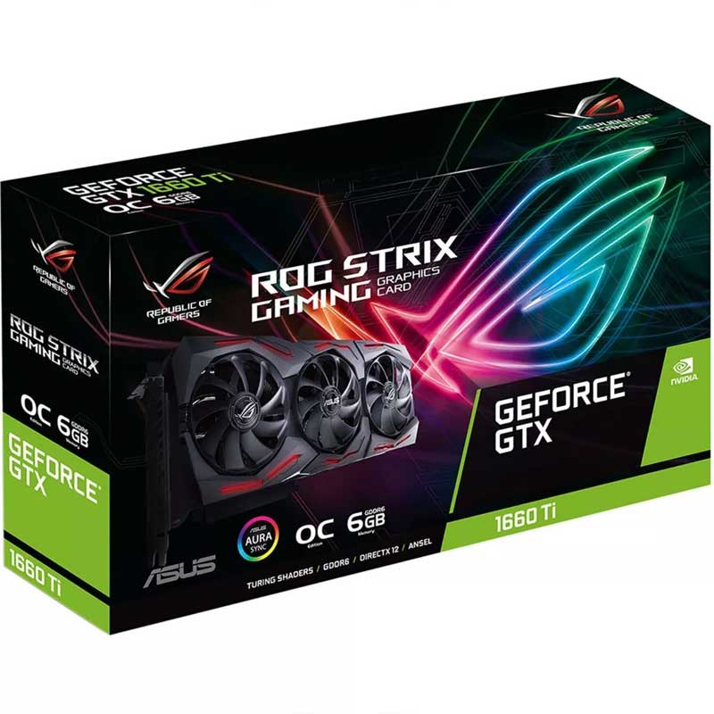 Tarjeta de Video ASUS Nvidia GTX 1660 TI 6GB GDDR6 OC ROG-STRIX-GTX1660TI-O6G-GAMING