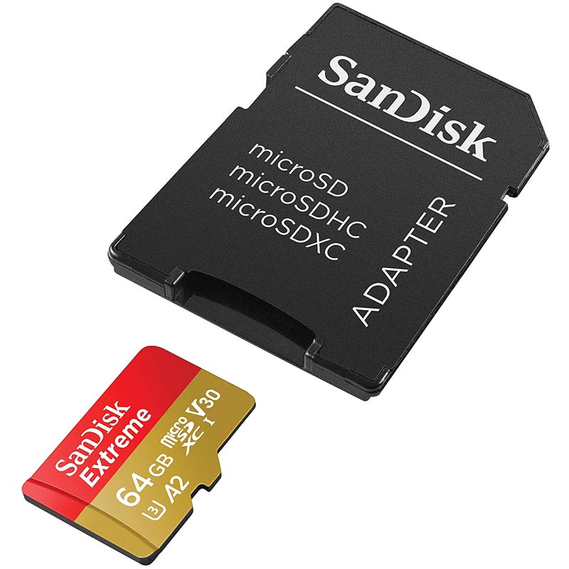 Memoria Micro SD 64GB SANDISK Extreme Clase 10 Graba 4k Especial Go-Pro Dron