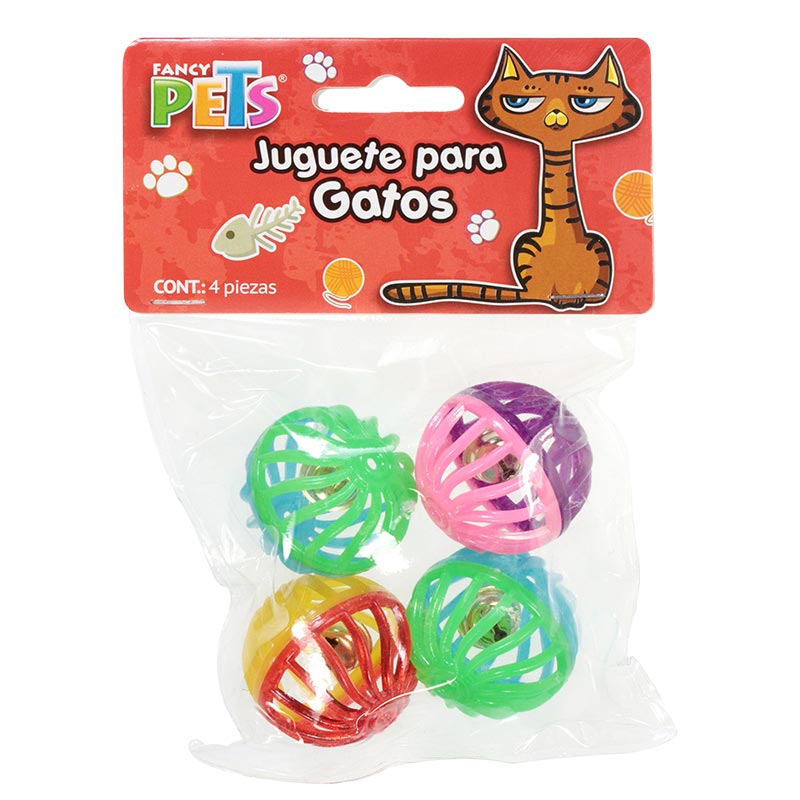 Fancy Pets Juguete Para Gato Pelotas Bicolor 4 Pzas.